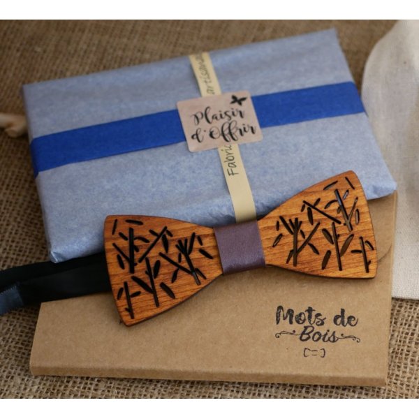 Wood and wool bow tie to personalize made in France