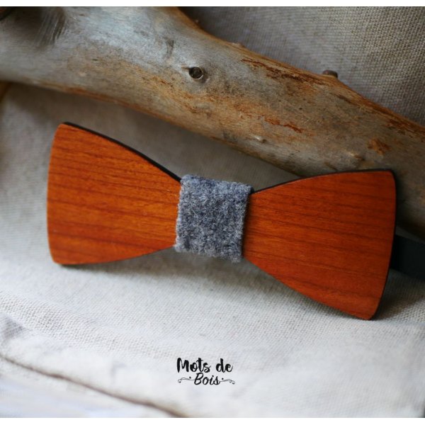 Wood and wool bow tie to personalize made in France