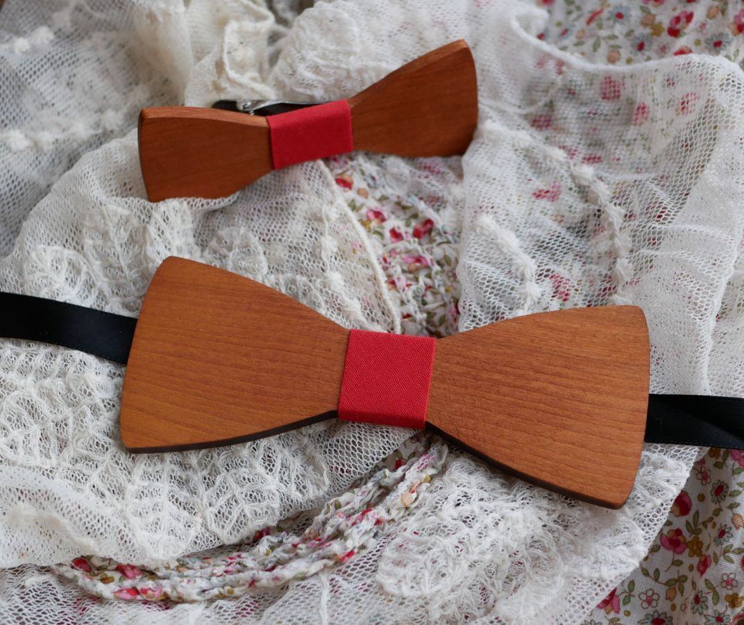 Cherry wood bow tie to personalize made in France