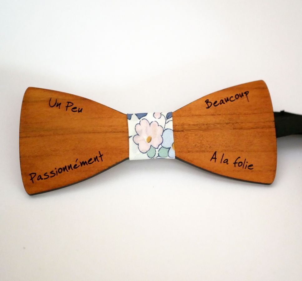 Cherry wood bow tie to personalize made in France