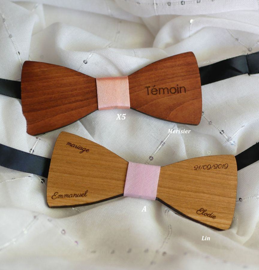 Cherry wood bow tie to personalize made in France