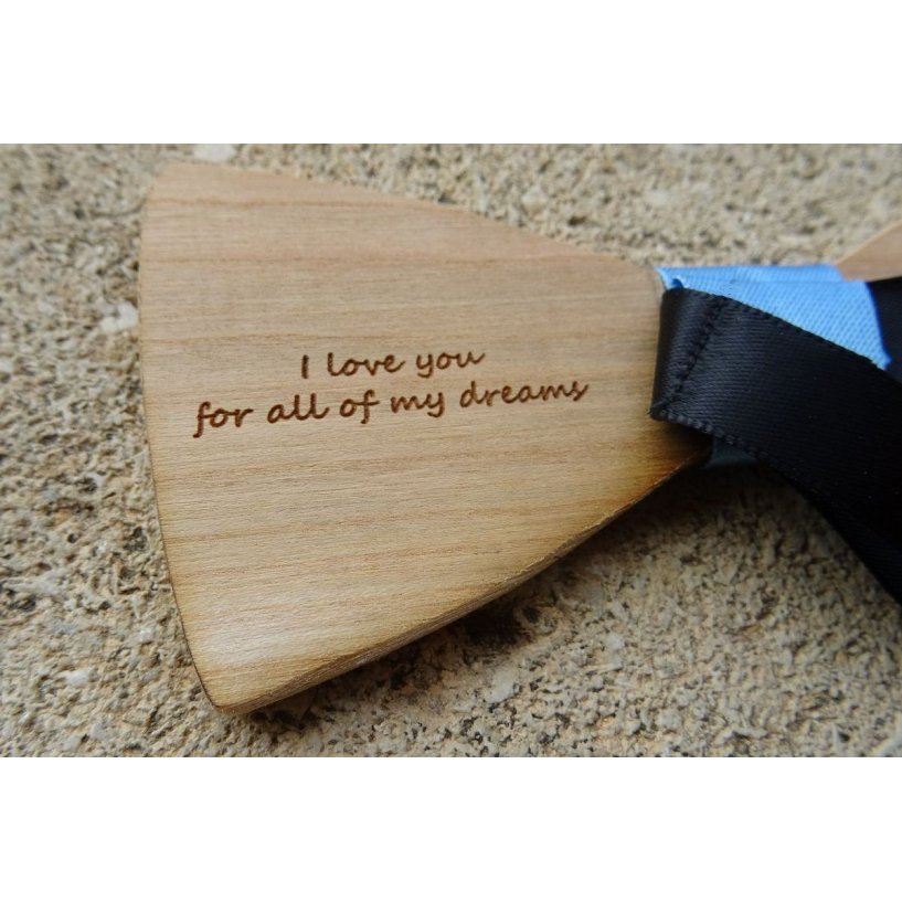 Engraved wood stained polka dot bow tie to personalize