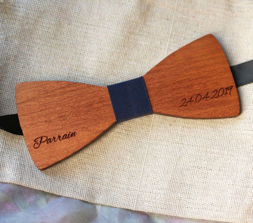 Cherry wood bow tie to personalize made in France