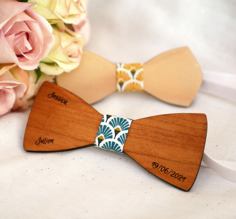 Cherry wood bow tie to personalize made in France