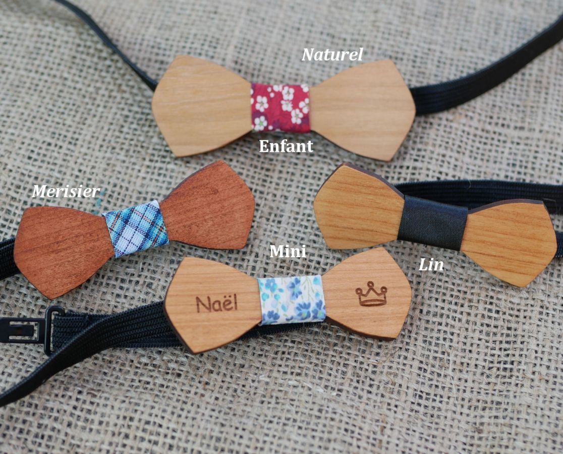 Wooden bow tie Mini "le rablé" for child to personalize