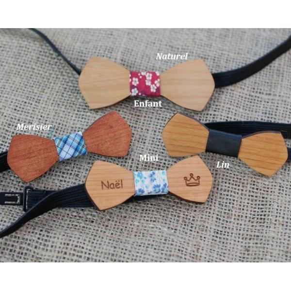 Wooden bow tie Mini "le rabl&eacute;" for child to personalize