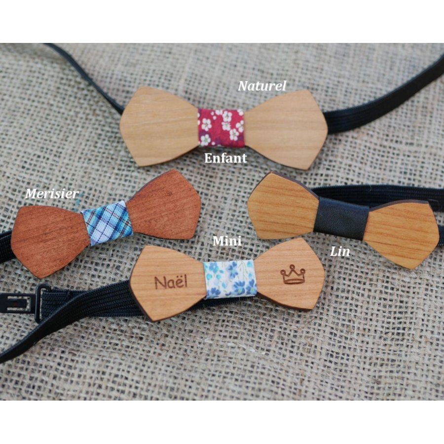 Wooden bow tie Mini "le rablé" for child to personalize