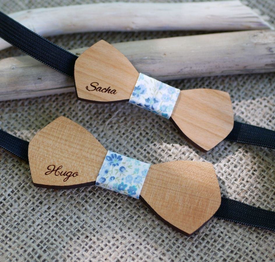 Wooden bow tie Mini "le rablé" for child to personalize