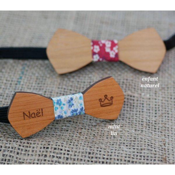 Wooden bow tie Mini "le rabl&eacute;" for child to personalize
