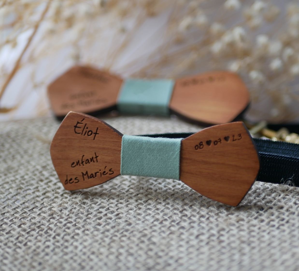 Wooden bow tie Mini "le rablé" for child to personalize