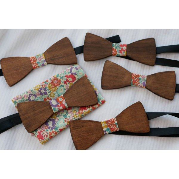 Walnut wood bow tie to personalize made in France