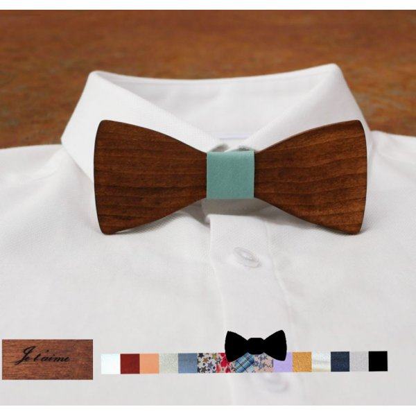Walnut wood bow tie to personalize made in France