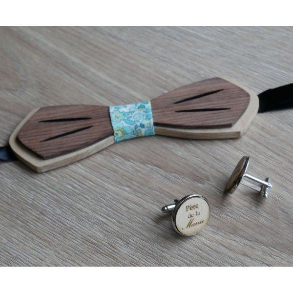 Noeud papillon en bois Palissandre et Merisier naturels &agrave; personnaliser