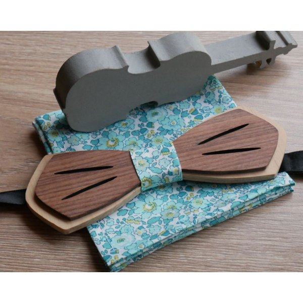 Noeud papillon en bois Palissandre et Merisier naturels &agrave; personnaliser