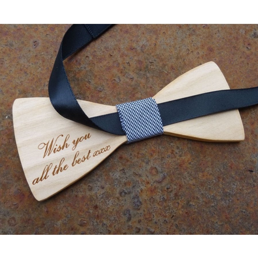 Hippie chic blue silver painted wood bow tie, a unique handmade creation