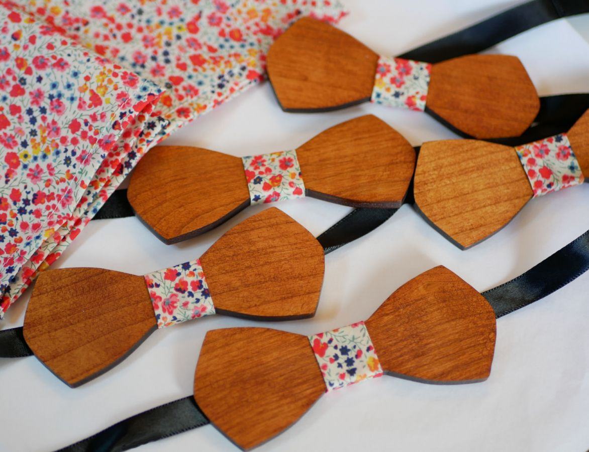 French wooden bow tie for men "le rablé" small size and customizable