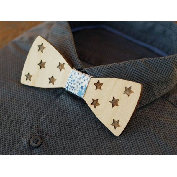 Wooden bow tie with stars to personalize made in France