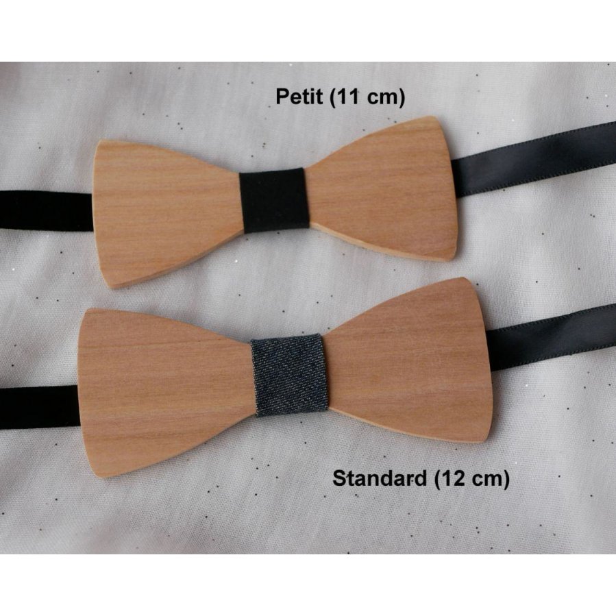 Bow tie with straight edges in natural French wood to be personalized by engraving made in France