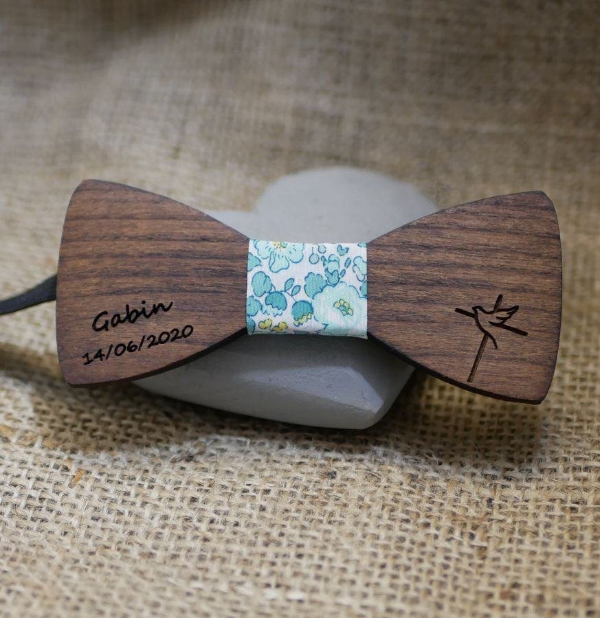 Walnut wood bow tie for children to personalize