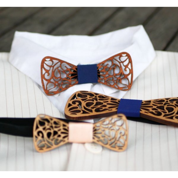 Children's wooden bow tie with openwork arasbesques