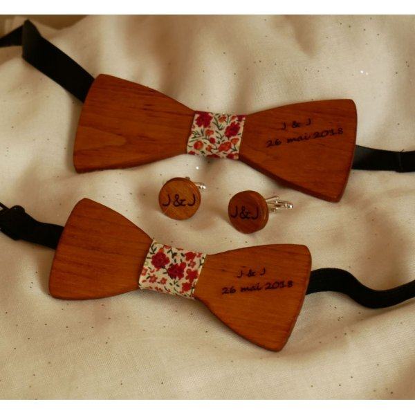 Cherry wood bow tie for children to personalize made in France