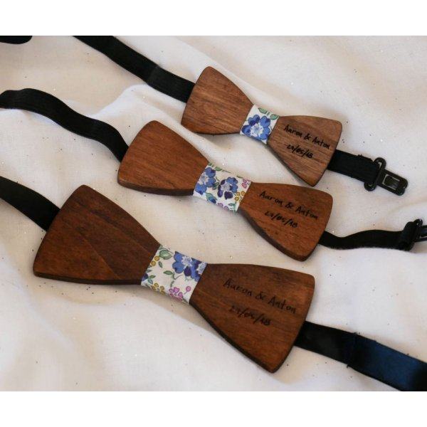 Walnut wood bow tie for children to personalize