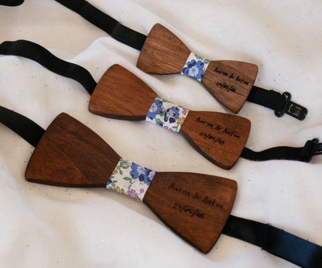 Walnut wood bow tie for children to personalize