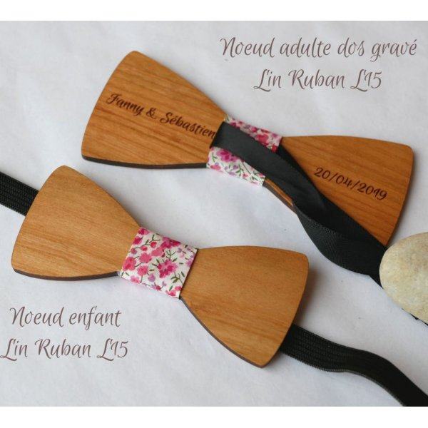 Child bow tie in light wood to personalize made in France