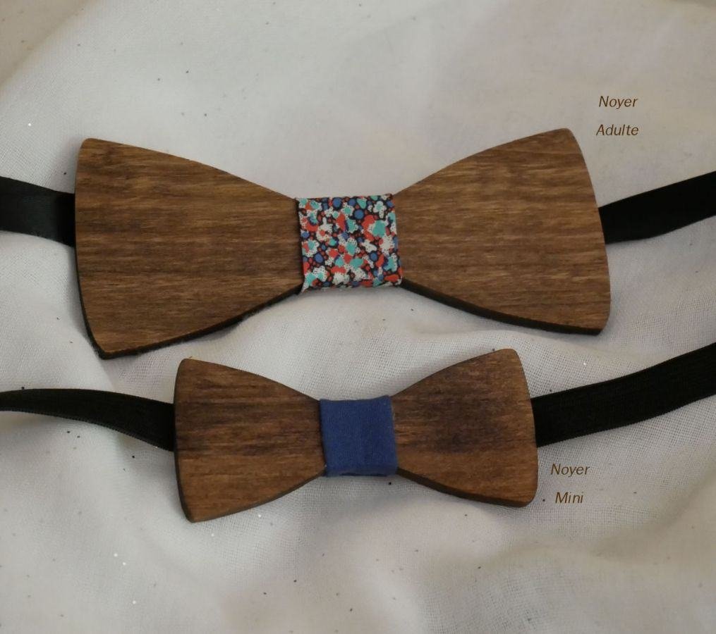 Walnut wood bow tie for children to personalize