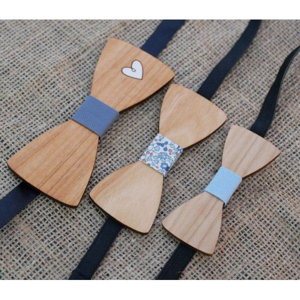 Child bow tie in light wood to personalize made in France