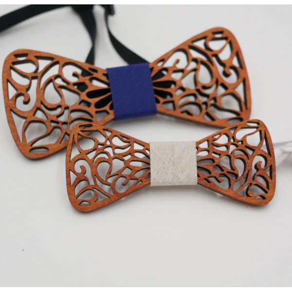 Children's wooden bow tie with openwork arasbesques