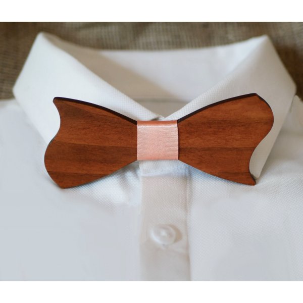 Asymmetrical bow tie in cherry wood to be personalized Made in France