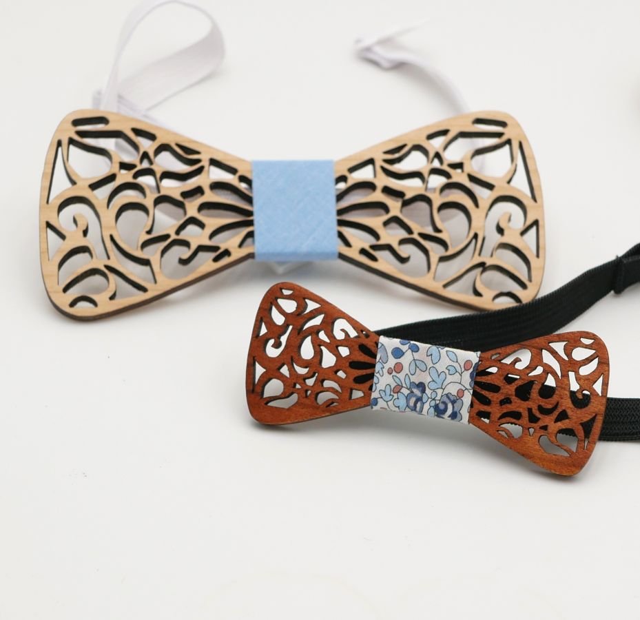 Elegant wooden mini bow tie