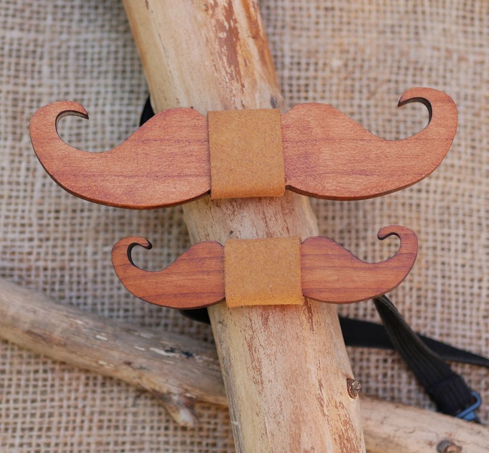 Mini Moustaches wooden bow tie to personalize made in France