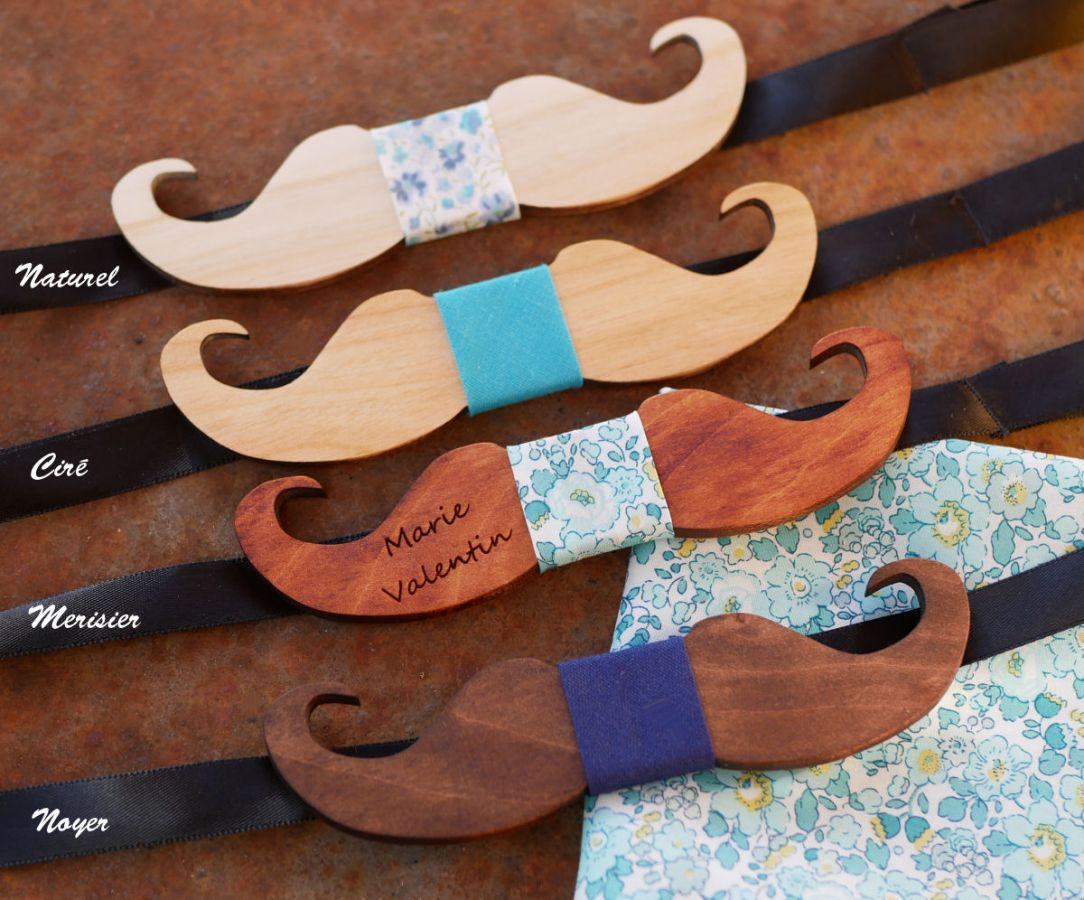 Mini Moustaches wooden bow tie to personalize made in France