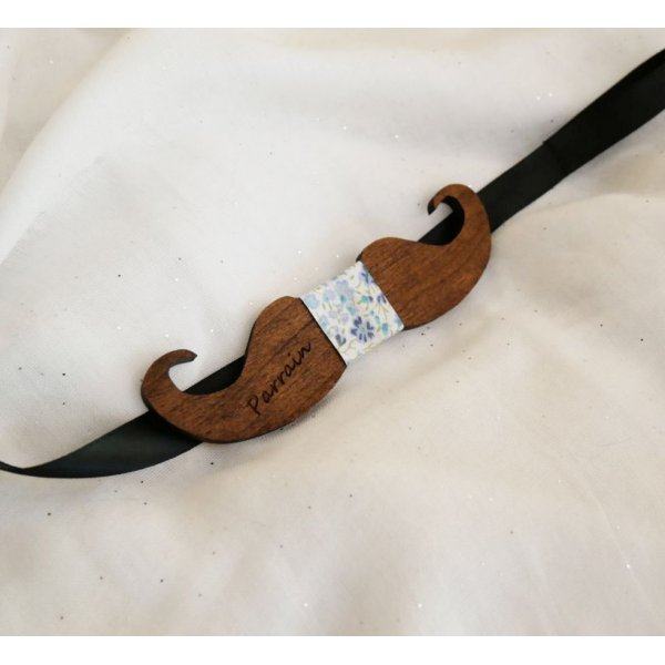 Tinted wood bow tie Moustache to personalize made in France