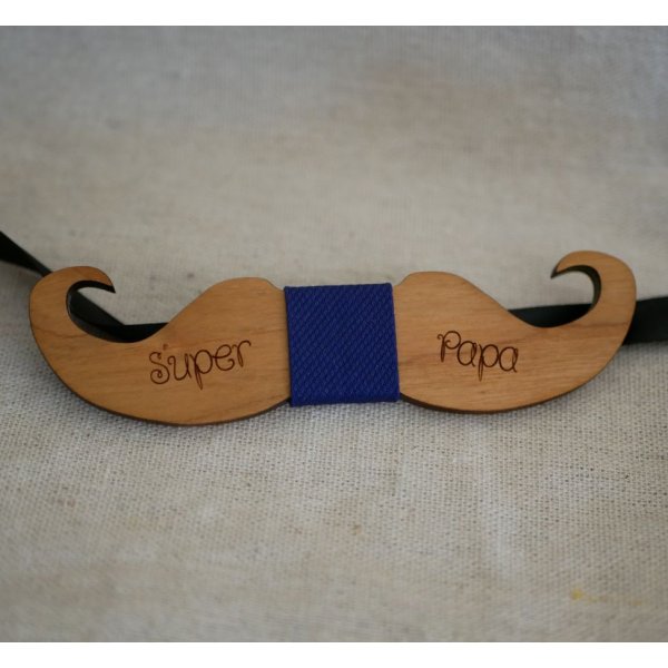 Tinted wood bow tie Moustache to personalize made in France