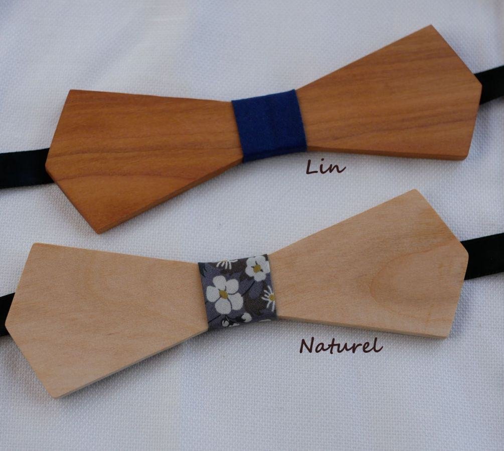 Long pointed bow tie in walnut to be personalized Gift for men