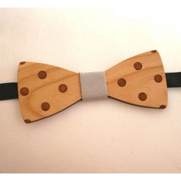 Engraved wood stained polka dot bow tie to personalize