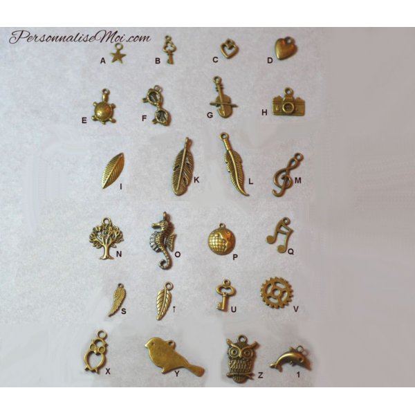 Wooden pendant painted in colors with bronze charm to personalize