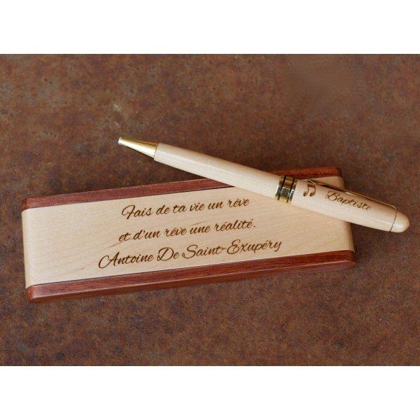 Wooden pen box engraved in a box to personalize 