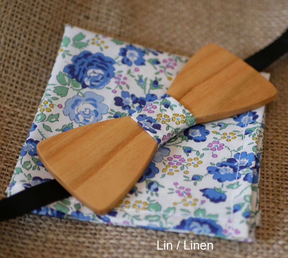 Blue Liberty pouch + scrunchie + wooden bow tie customizable