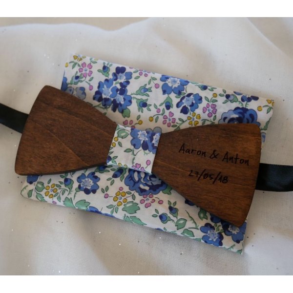 Liberty Blue Wooden Bow Tie Pouch