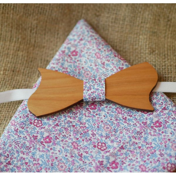 Liberty Katie pouch + scrunchie + customizable wooden bow tie