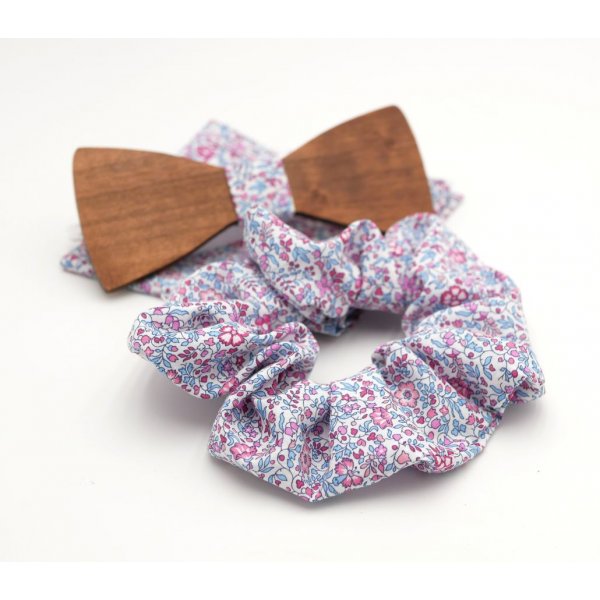 Liberty Katie pouch + scrunchie + customizable wooden bow tie