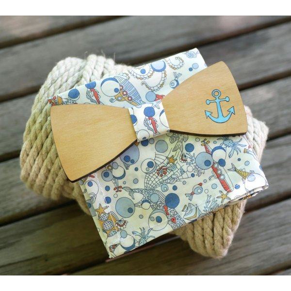 Liberty Ocean sailor bow tie pouch in wood, customizable