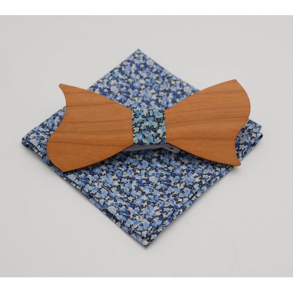 Liberty Pepper Blue pouch + scrunchie + customizable wooden bow tie