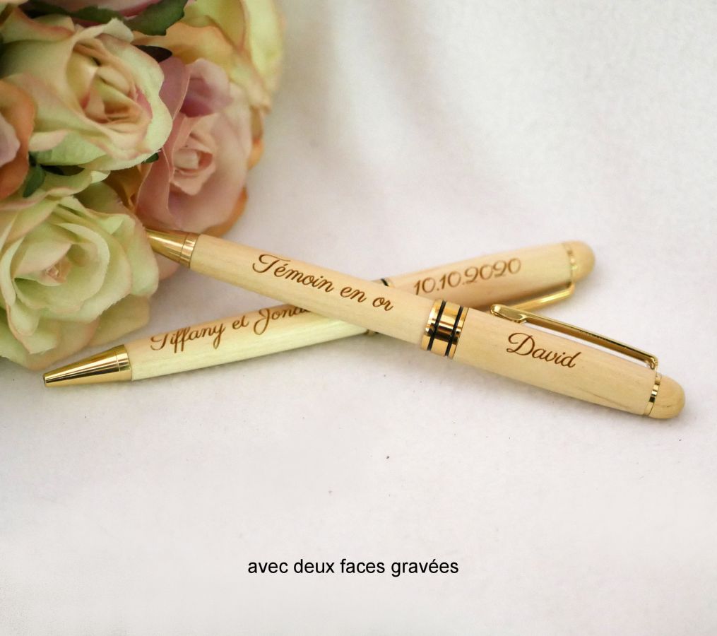 Engraved light wood pen to personalize