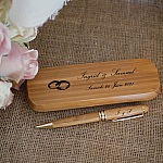Engraved bamboo pen in a personalized solid wood box