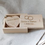 32 GB Heart USB Flash Drive in a light wood box